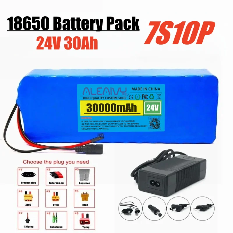 

2025 NEW 7S10P 24V 30Ah 18650 Lithium Battery 29.4V 30000mAh Lithium-ion Battery Pack with Charger