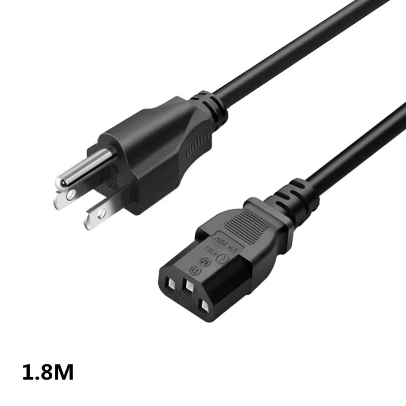 USA US AC Power Cord 3 Prong American IEC C13 Power Supply Lead Extension Cable 1.8m