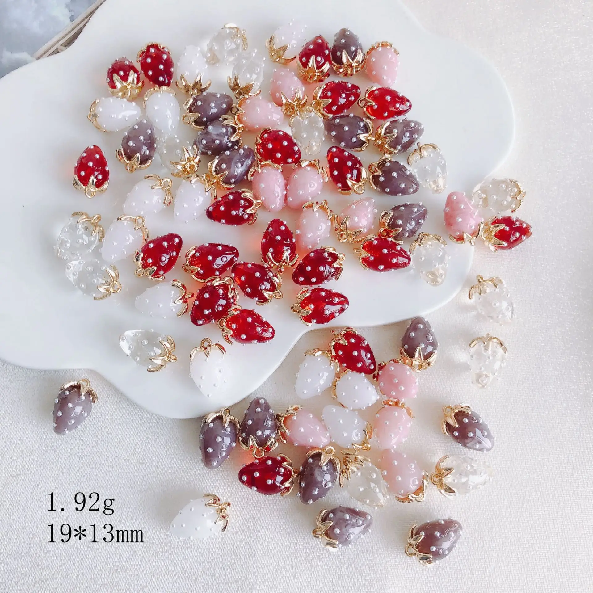10pcs/lot Fashion strawberry With rhinestone fruit pendant Earrings Drop bling charm Ear Studs connecter tag Jewelry DIY