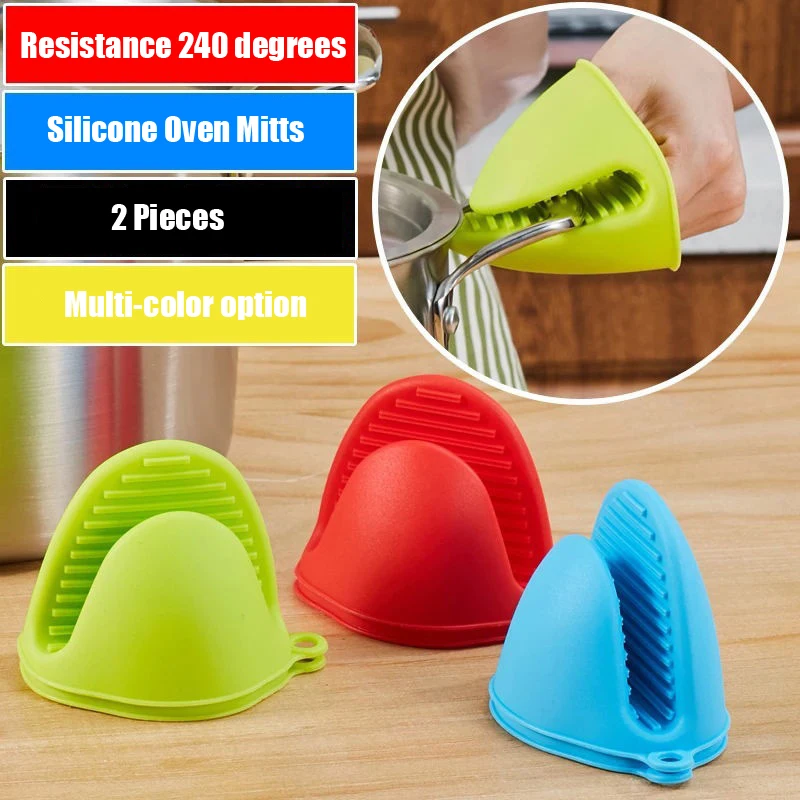 قطعتان من قفازات الفرن المصنوعة من السيليكون المقاومة للحرارة، أدوات المطبخ والطبخ والخبز، واقي الأصابع لمقلاة الهوائية #1