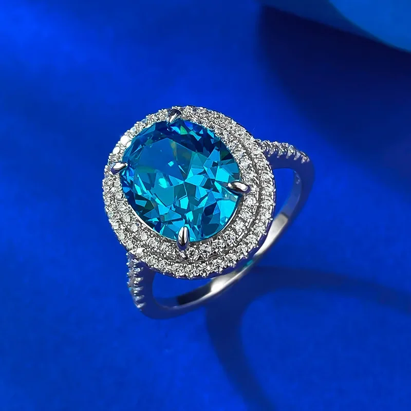 

New S925 Silver Ring Elliptical Fashion Jewelry Wedding Ring Yellow Diamond Gemstone Ring Jewelry