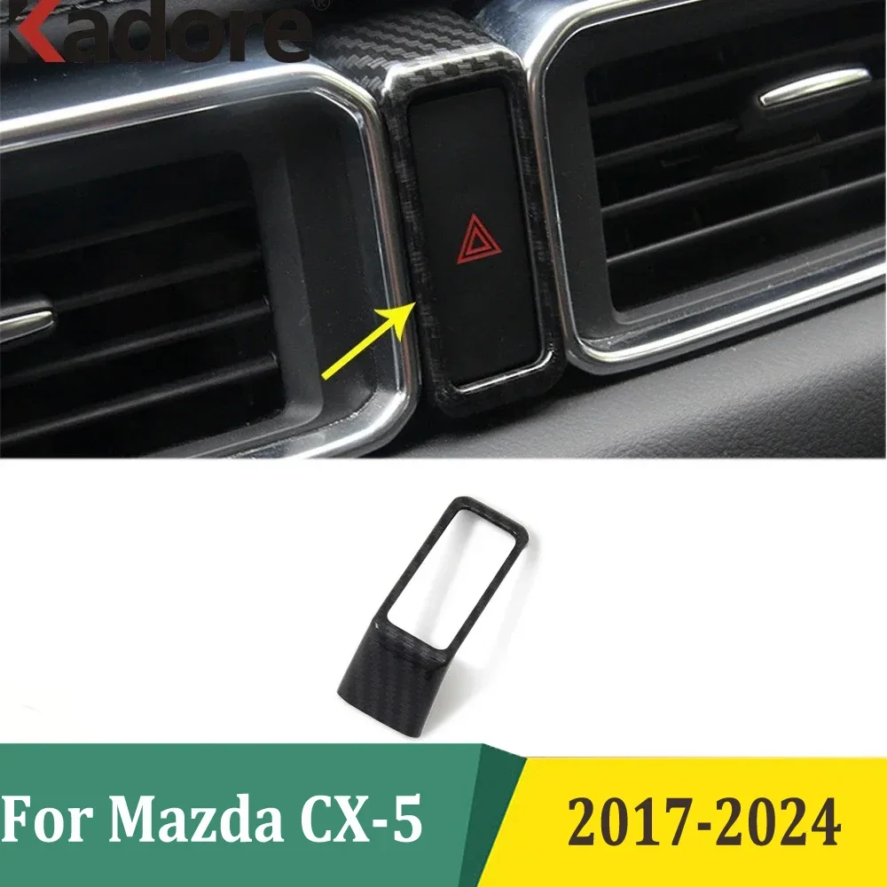 

For Mazda CX-5 CX5 2017-2024 KF Dashboard Warning Light Button Cover Trim Alert Alarm Flash Light Switch Interior Accessories