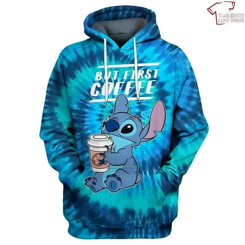 2024 Men's 3D Printing Disney Halloween Lilo and Stitch Hoodie Women's and Children's Street Leisure Sports Pullover