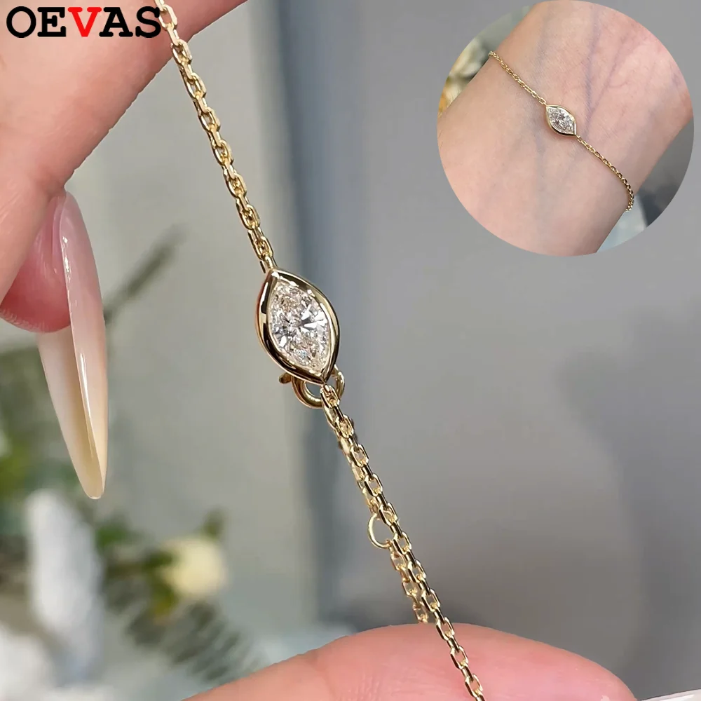 

Браслеты OEVAS с бриллиантами и бриллиантами 1 карат, муассанитовые браслеты для женщин, 925 посеребренная цепочка 18 карат, изящный блестящий подарок