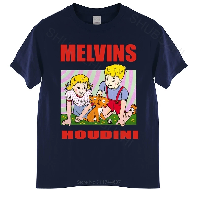 Mens summer cotton tshirt loose tops Melvins Houdini Sludge Metal Stoner Rock Retro T Shirt Big Tall male cotton tee-shirt