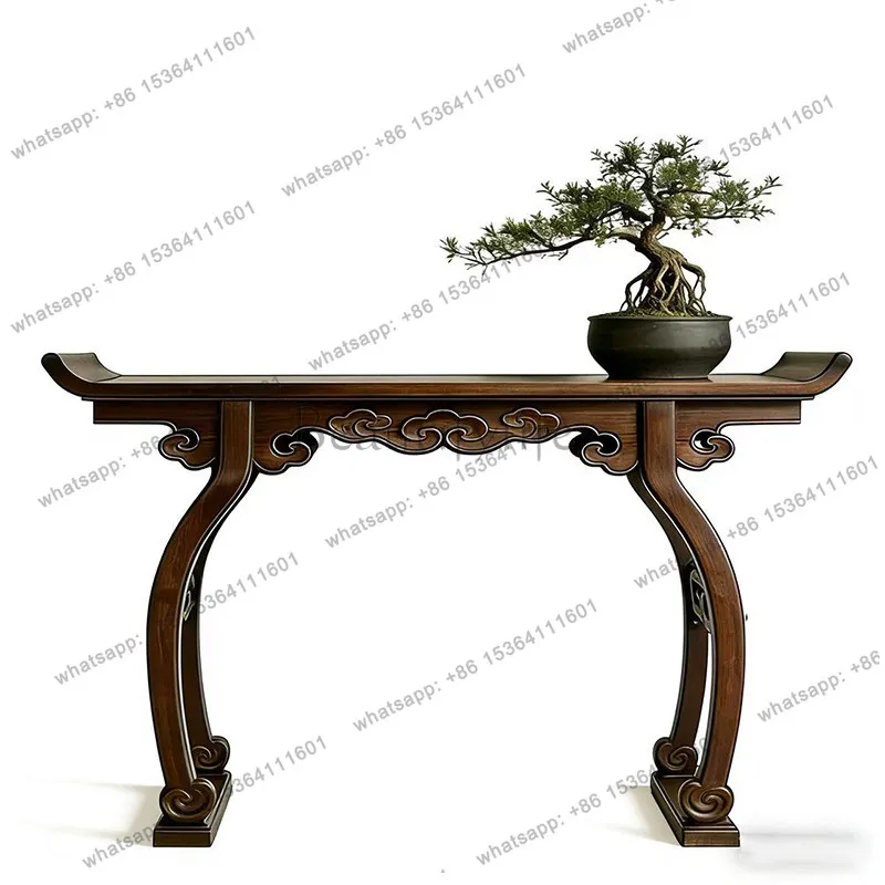 New Chinese-style North American black walnut porch table auspicious cloud solid wood warped head strip case storage table