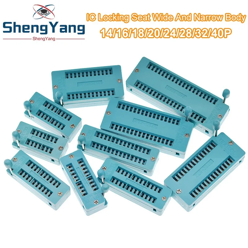 TZT 1pcs/lot 14 16 18 20 24 28 32 40 P Pin 2.54 MM Green DIP Universal ZIF IC Socket Test Solder Type IC lock seat zif socket