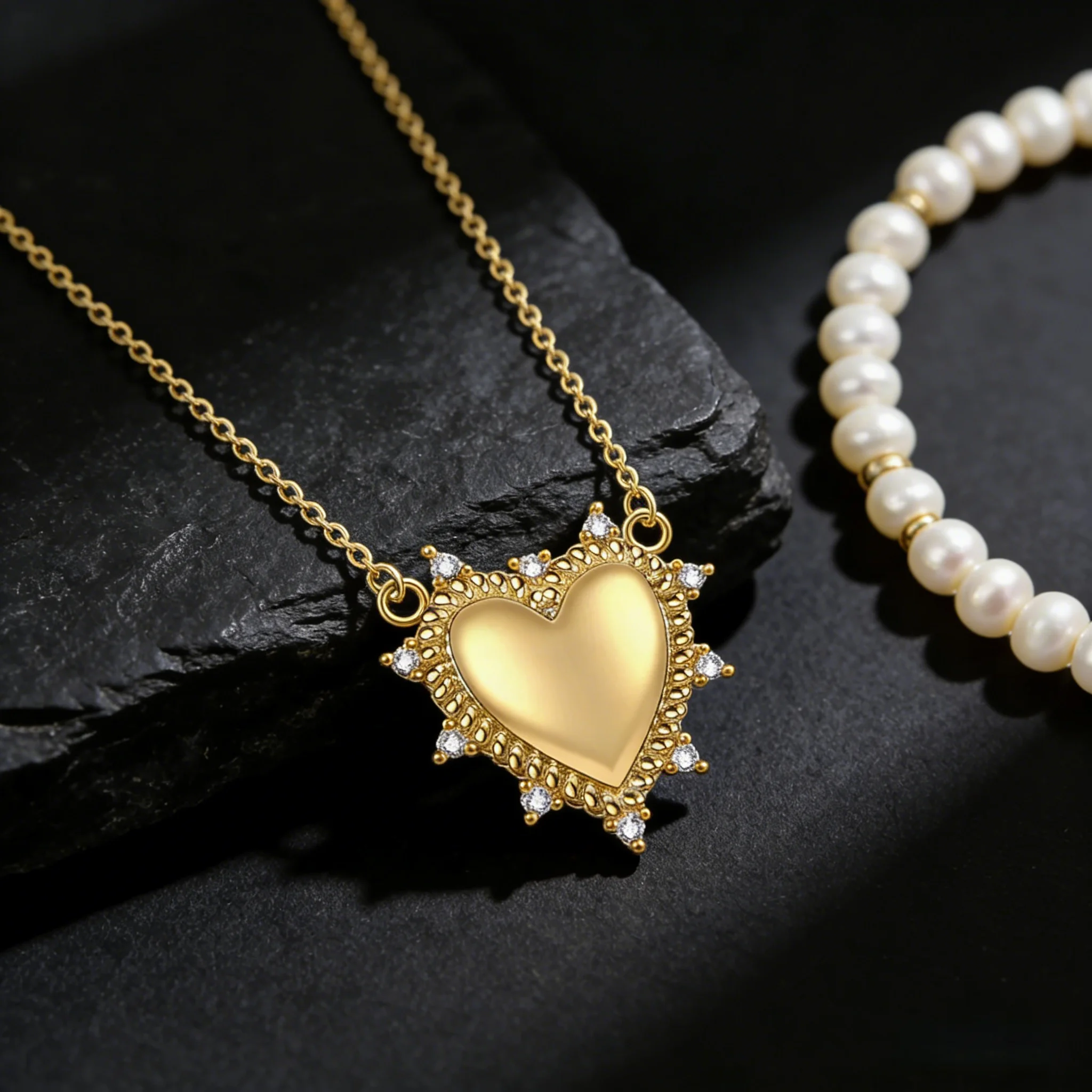 Aurora Heart Necklace for Women, Sunlight Gold Plated Love Token Pendant, 3D Hollow Openwork Fine Jewelry for Weddin