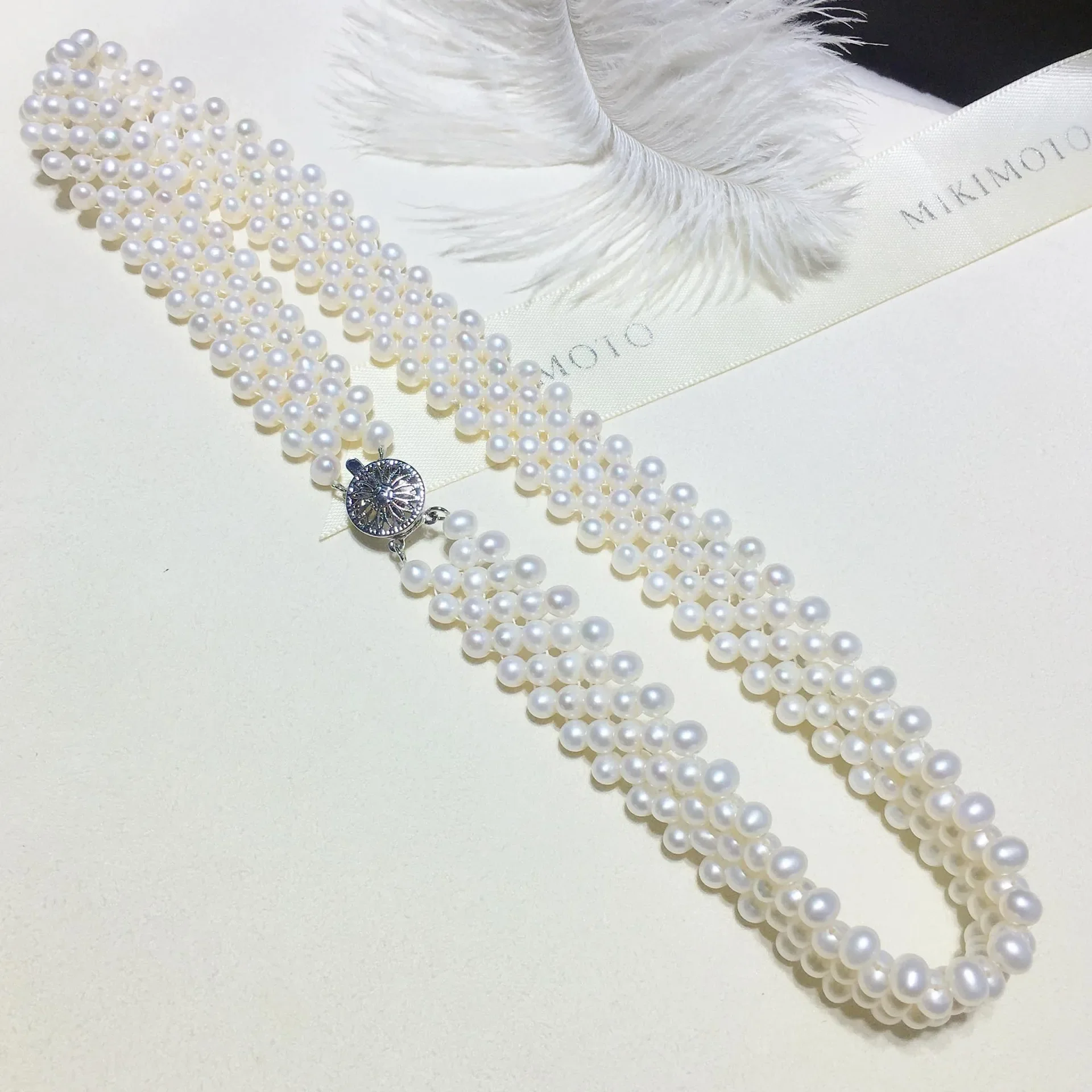 تصميم جديد عقد من اللؤلؤ AAAA5-6mm قلادة من اللؤلؤ الياباني الطبيعي المستدير 925s-45cm #3