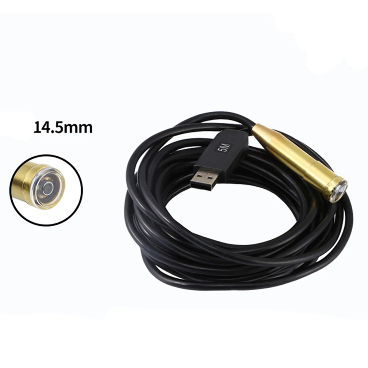 14.5mm Bronze Head USB Endoscope Camera CMOS Borescope Water-proof IP66 Inspection Otoscope