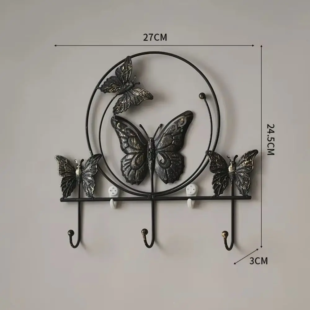 elegant Nordic Style Butterfly Wall Hooks INS Handmade Hanging Key Holder Non-punching Rust-proof Iron Art Coat Hanger Home