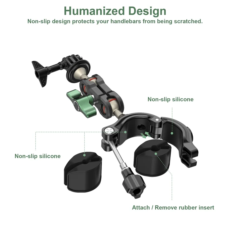 A41T Motorcycle Bicycle Bracket Double Ball Head Magic Arm For Gopro 12 Action Camera Replacement Accessories