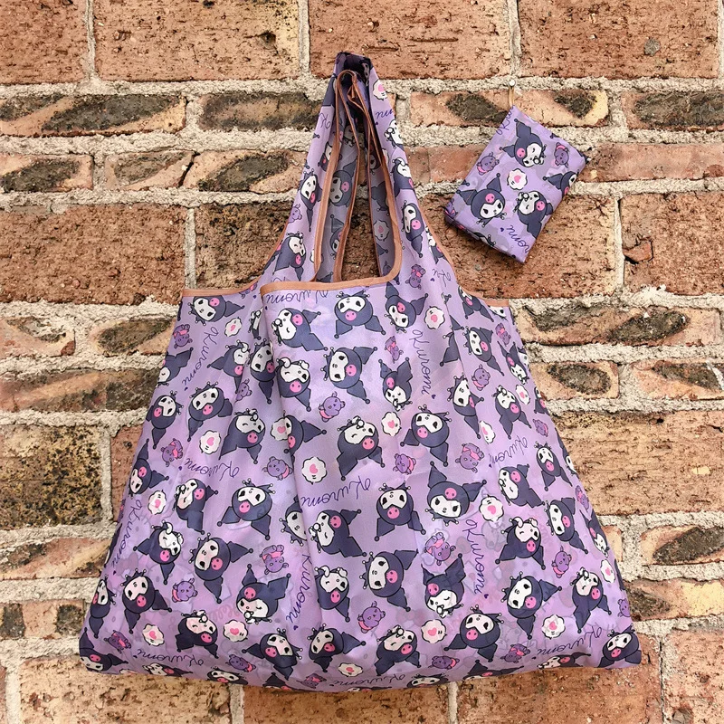 Sanrio Supermarket Eco Friendly Shopping Bag Cartoon Kuromi Foldable Portable Waterproof Large Capacity Handheld Storage Bag view 3