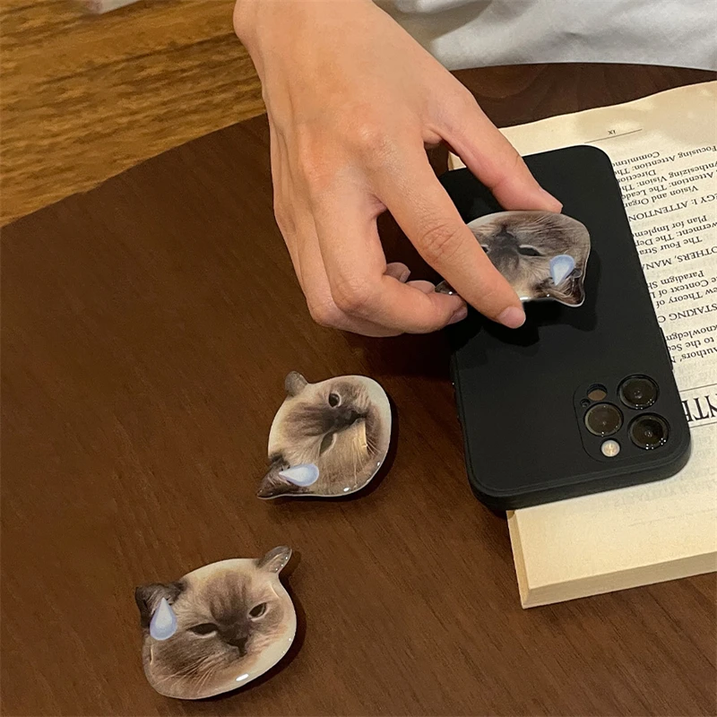 Cute 3D Funny Cat Phone Stand Griptok Support for IPhone 17 Samsung S25 Grip Tok Folding Finger Holder Socket Bracket