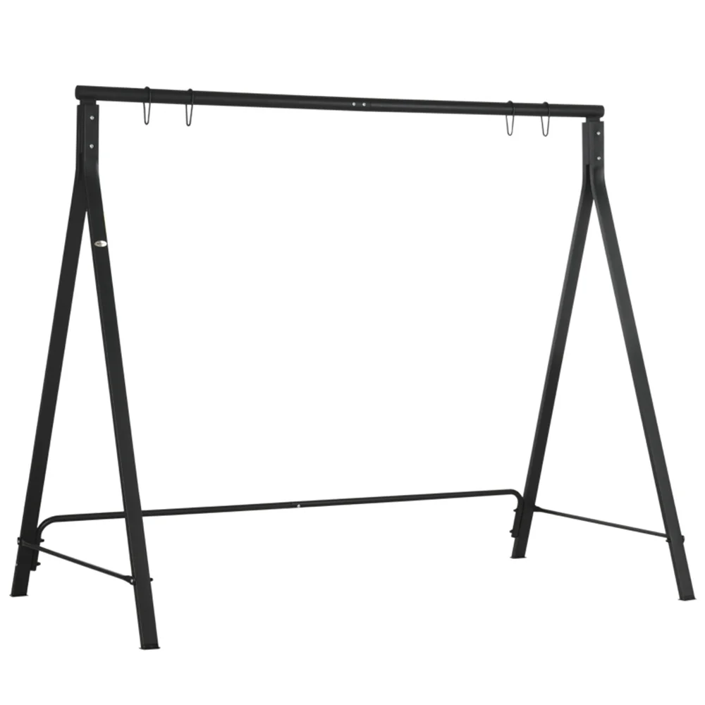 Heavy Duty A-Frame Swing Stand, Multi-Purpose Metal Hammock Chair Stand with Hanging Hooks, Weather Resistant Swing Frame for Porch Backyard Garden Indoor Outdoor Use