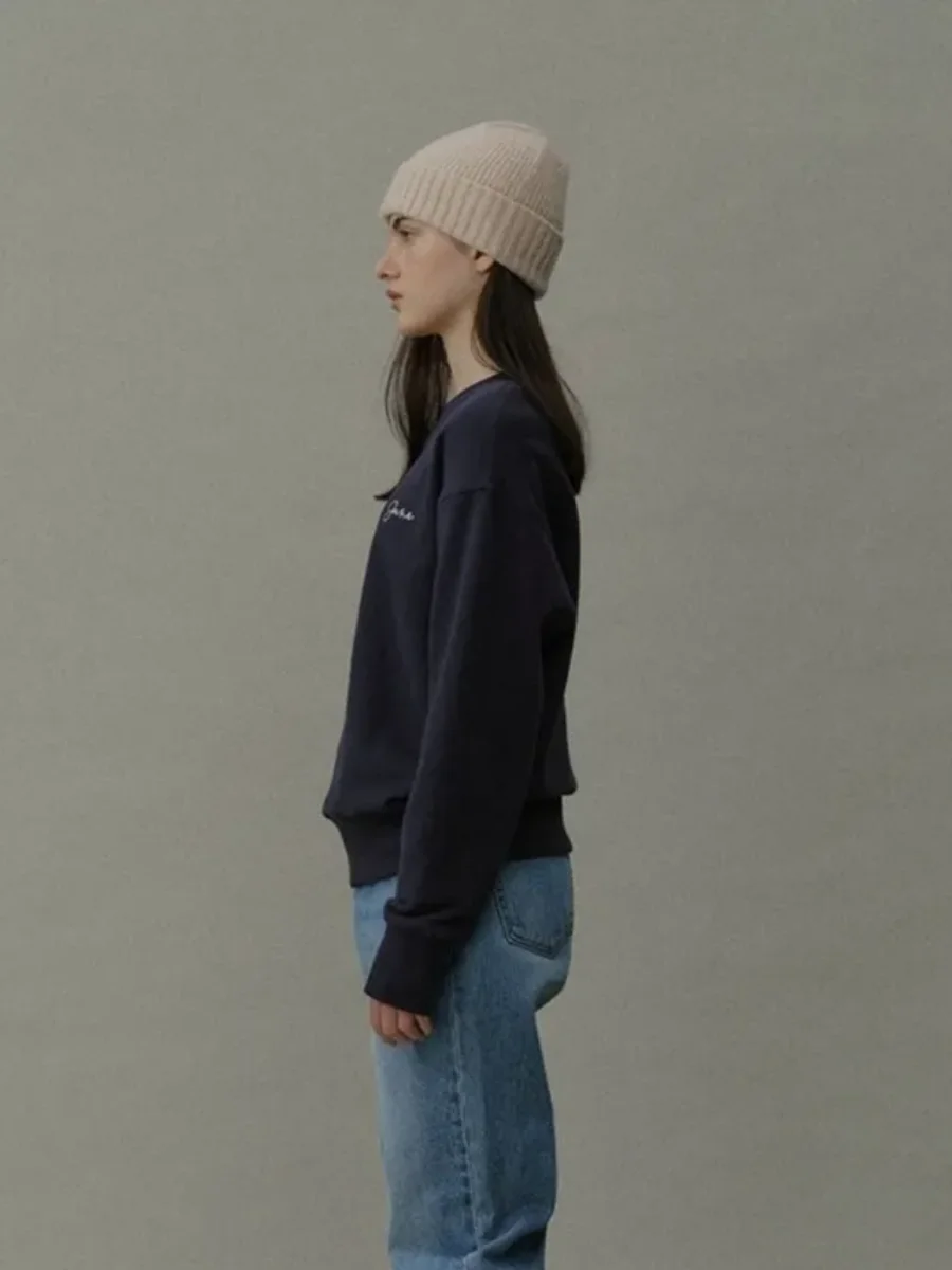 Sweat-shirt à manches longues pour femmes, style Preppy, ours mignon, Design de mode russe, pull ample surdimensionné, chemises marine, automne