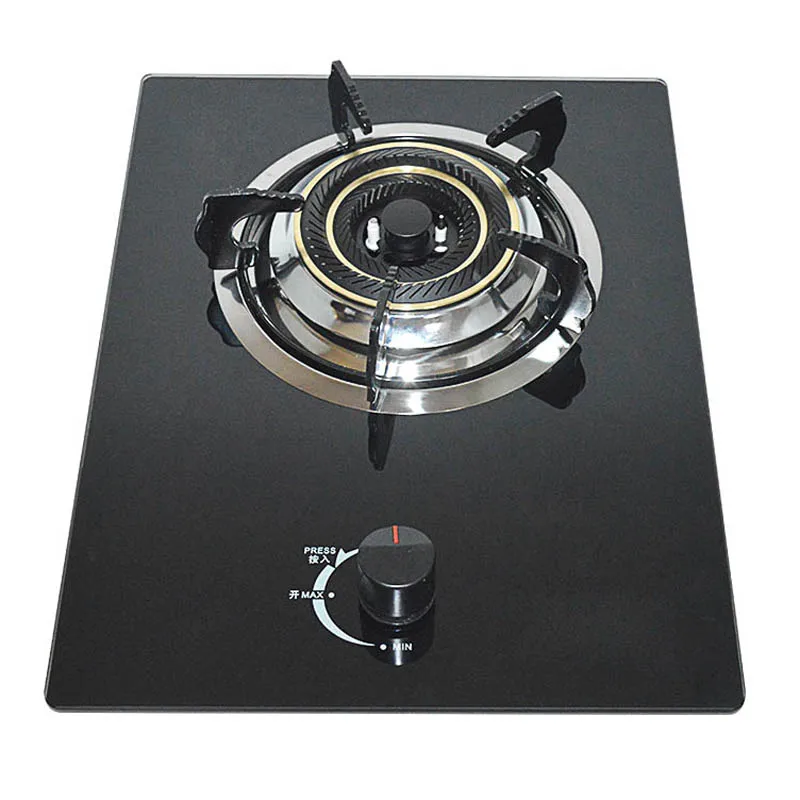 Natural Gas Stove Liquefied Gas Stove Household Tempered Glass Embedded Pulse Ignition Single Head Stove Copper Fire Cover