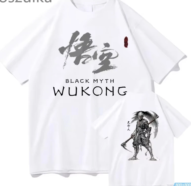 Cool T Shirt Game Black Myth Wu Kong Print Tops Men Clothing Women Shirt Unisex Graphic Cotton Tee Unisex Fashion Streetwear