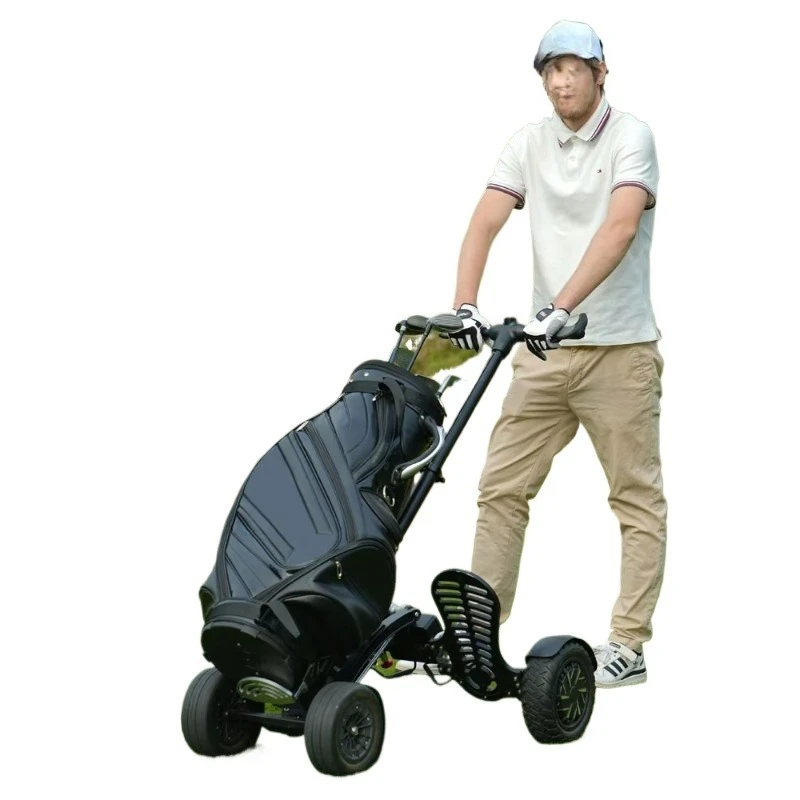 

New four-wheel 10-inch 1600-watt vertical aluminum golf cart Golf cart Folding electric trolley Golf scooter
