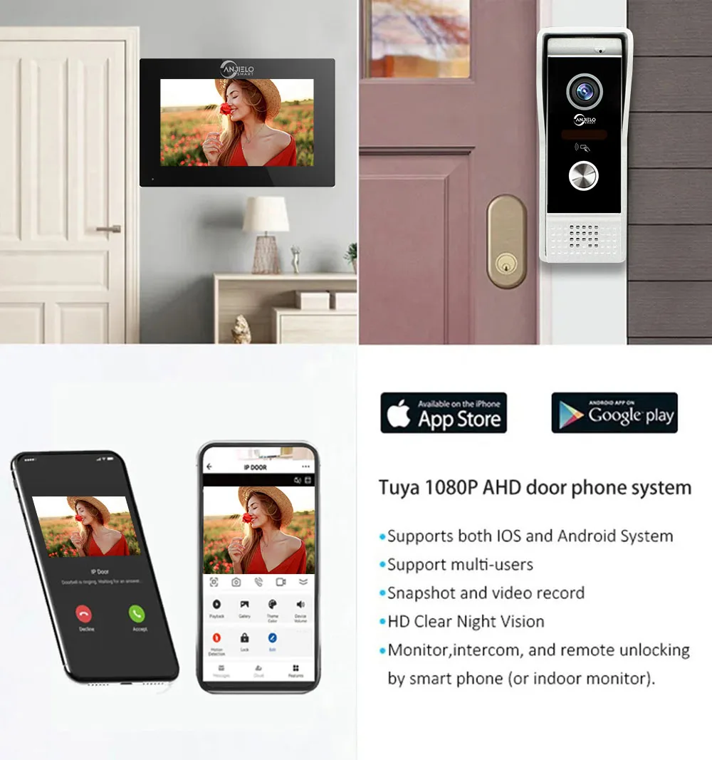 Imagem -04 - Tuya Wifi Video Intercom Smart Home App Video Door Phone sem Fio Sistema de Controle de Acesso Rfid Villa e Apartamento 1080p Pol 10 Pol