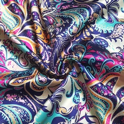 58'' Wide By Meter Soft Stretch Satin Fabric Sewing Vintage Paisley Silky Charmeuse Gown Robe Craft Material