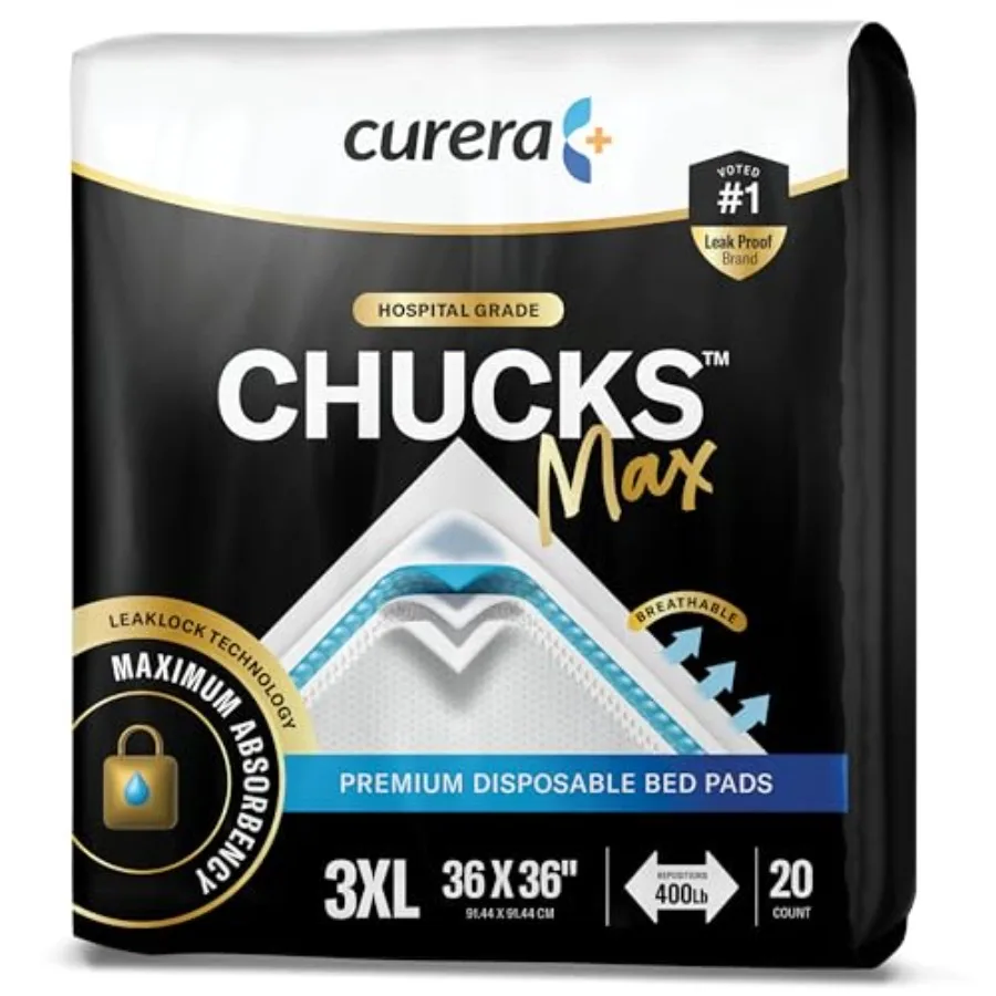

CHUCKS MAX Adult Disposable Bed Pads 3XL 36 x 36" 400 Lbs. 20 Pads Package May Vary