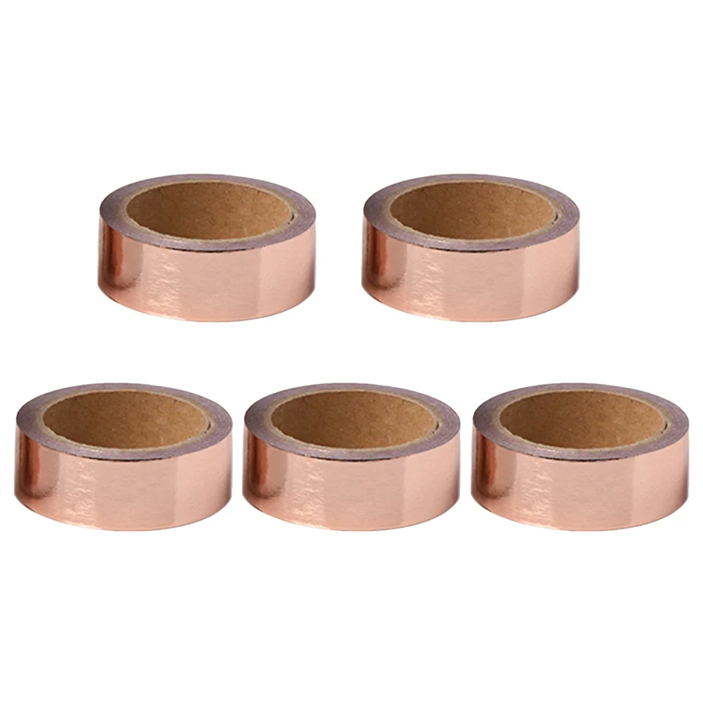 5pcs Gold Set For Diy Scrapbook Calendar Masking Gift Wrapping Paper Masking Tape Set Tape Decoration Tapes Stickers