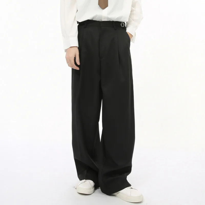 Men's Wear Suit Pants 2024 Autumn Korean Style Minimalist Casual Solid Color Straight Wide Leg Loose Male Trousers New