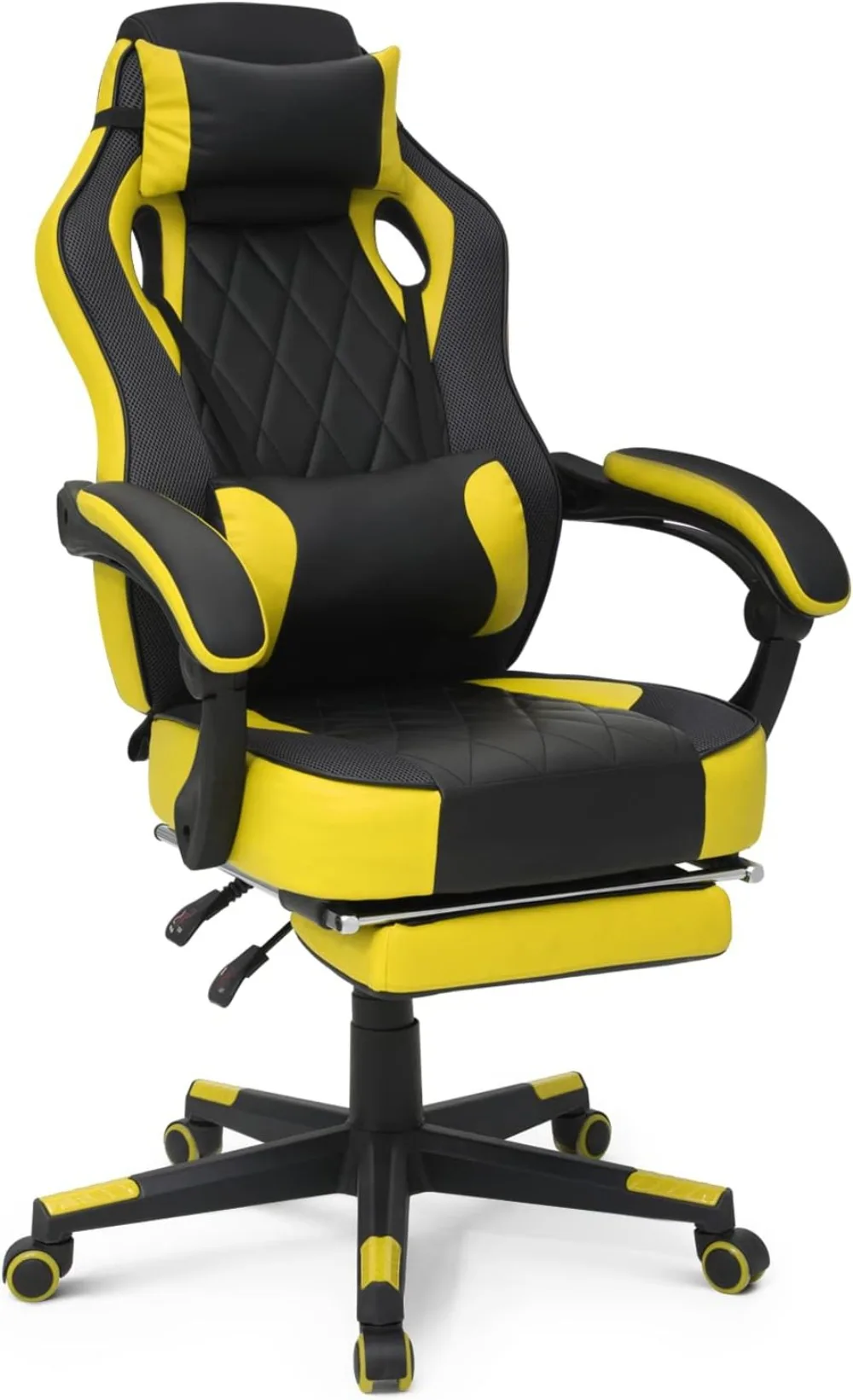 

MoNiBloom Ergonomic Gaming Chair with Retractable Footrest & Detachable Lumbar Support 360 Degree Swivel Racing Style PU