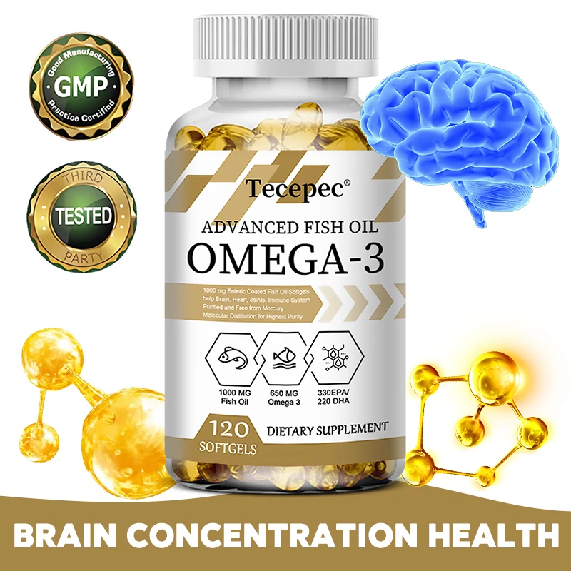 Omega 3 Nutrients - Supports Immune, Brain, Joint & Heart Health, Improves Negative Mood & Stress, 120 Capsules