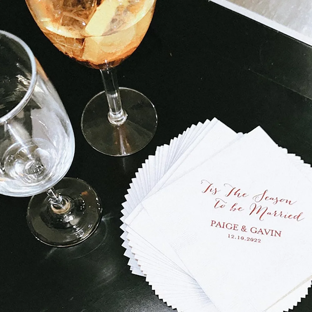 

20 шт., свадебные салфетки Tis The Season To Be Married, Рождественский декабрь, репетиционный ужин, помолвка, декор для бара, салфетки