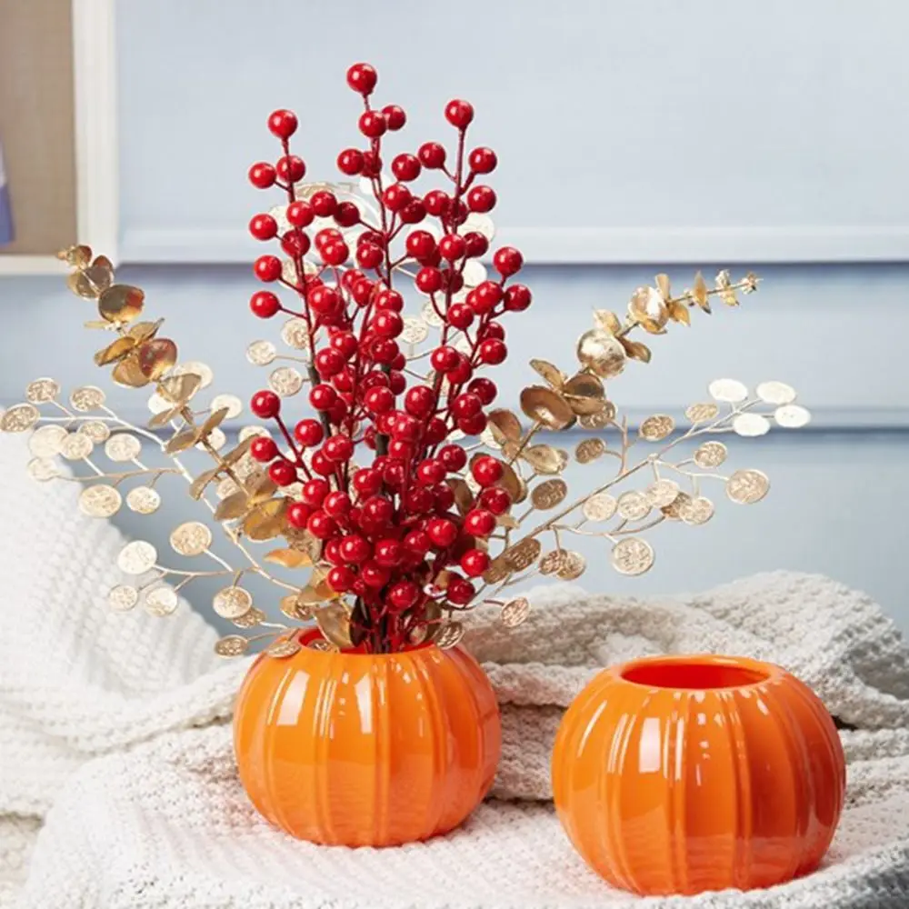 Anticorrosion Simulation Pumpkin Vase Not Fade Pumpkin Shape Plastic Pumpkin Flowerpot Wear-resistant Flower Arrangement Vase