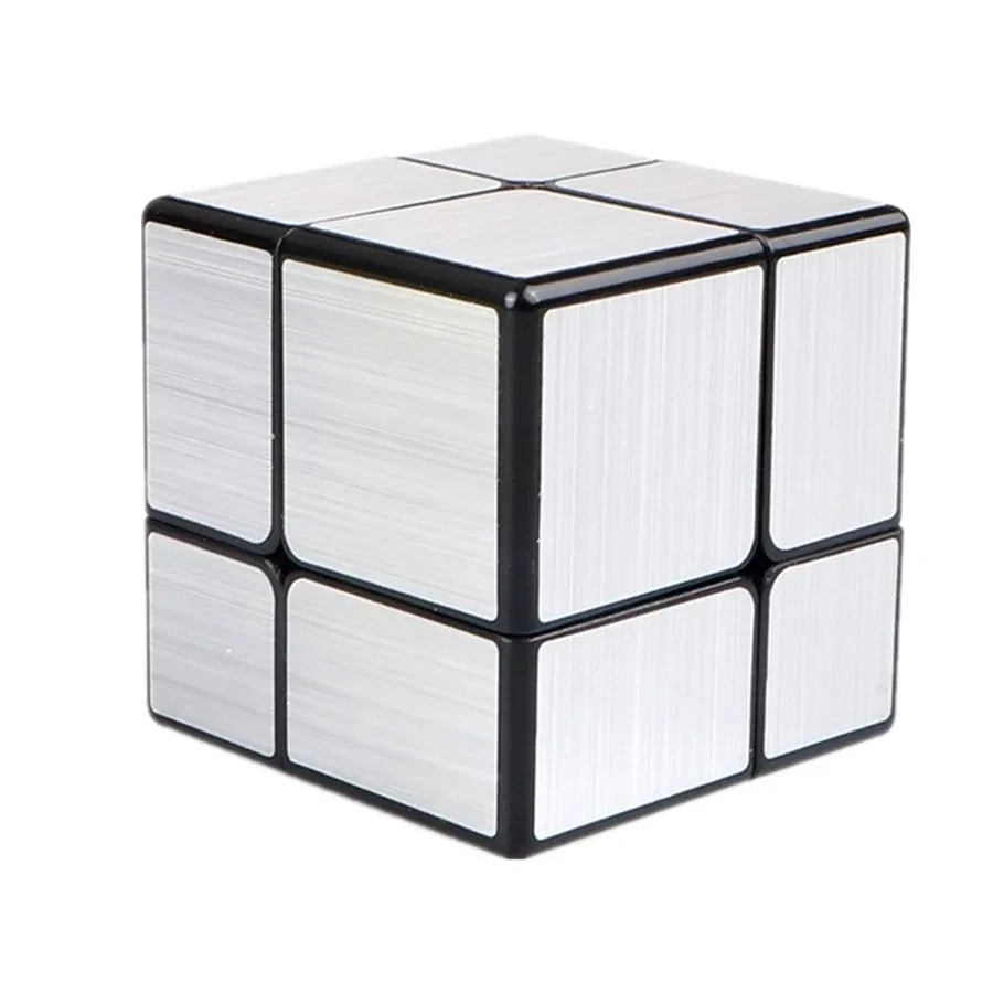 QiYi Mirror 2x2 Magic Cube Puzzle Speed Magic Cube Golden/Silver Sticker Cube Toys For Children