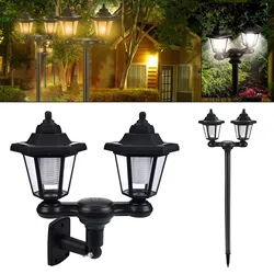 Double Head Hexagonal Solar Garden Lamp Automatic Lighting Lawn Lamp for Backyard Parks