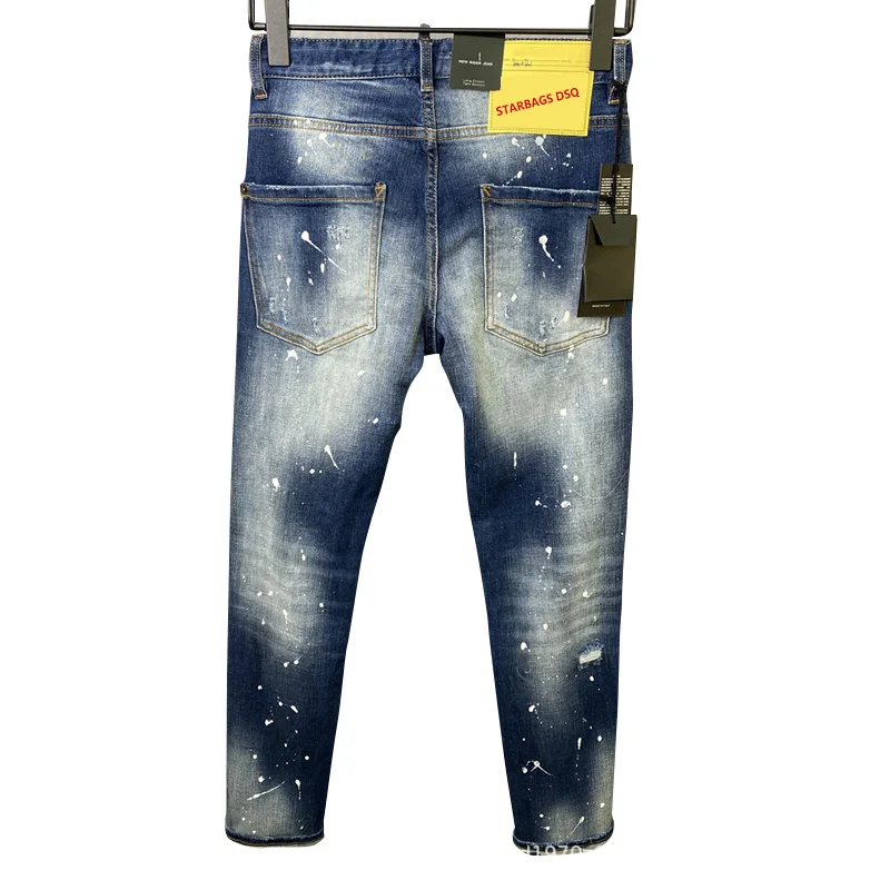 Starbags Dsq 9825 zerrissene Jeans quadratische Jeans Herren coole Mode kleine Füße Jeans Hosen