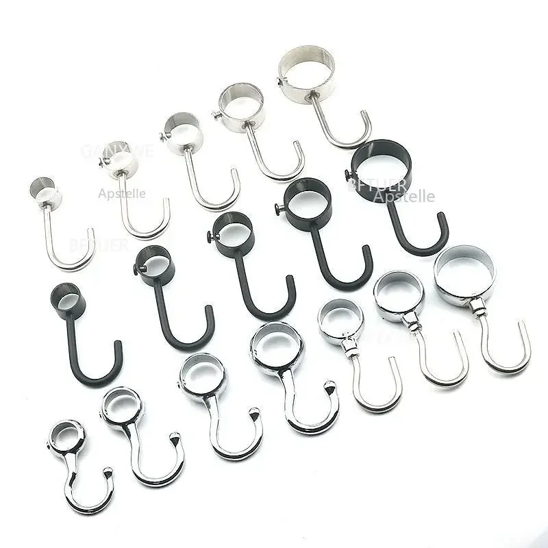 1Pcs Clothing Rod Fixed Positioning Clothes Hook Kitchen Bathroom Accessories Pipe Diameter Zinc Alloy Metal