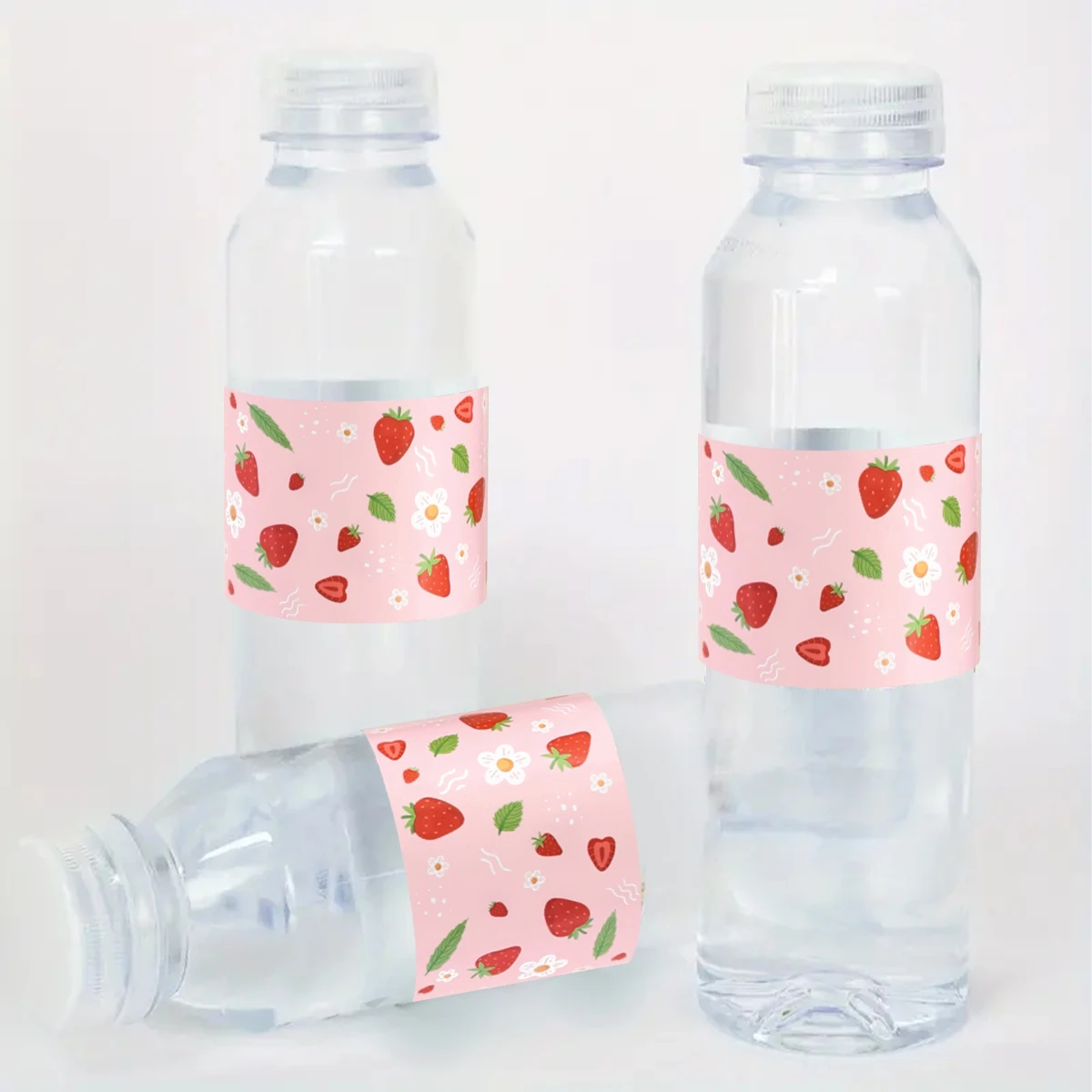 10 Stück Erdbeer-Wasserflaschenetiketten, rosa Themen-Aufkleber, Geburtstagsparty-Dekoration für fröhliche Hochzeitsfeiern – Detail 3