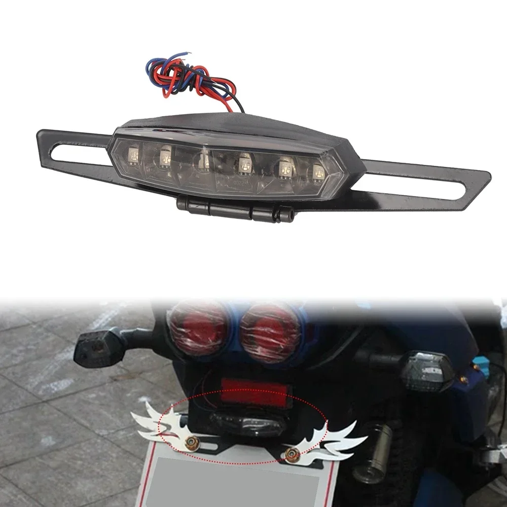 

12V 6 LED Motorcycle Rear Tail Light Rear Lights Brake Stop Light Racer Dual Color Lamp Motorbike Accessories Bracket Mount