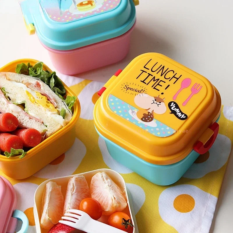 Kids Cartoon Plastic Lunch Box Food Bento Box Microwave Oven Container Tableware Food Storage Containers