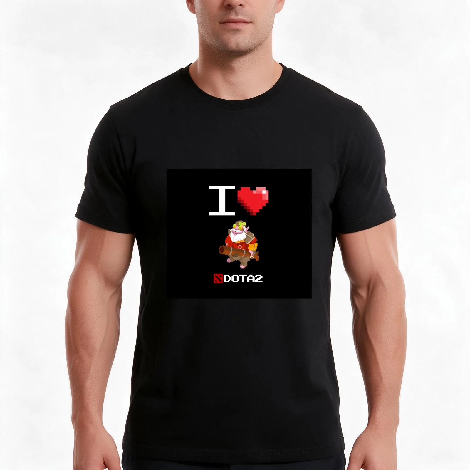 I love Sniper of DOTA 2 T-Shirt, Summer Casual Cotton Tee, Oversized Streetwear Tops, Vintage Graphic Print, Unisex Men Women