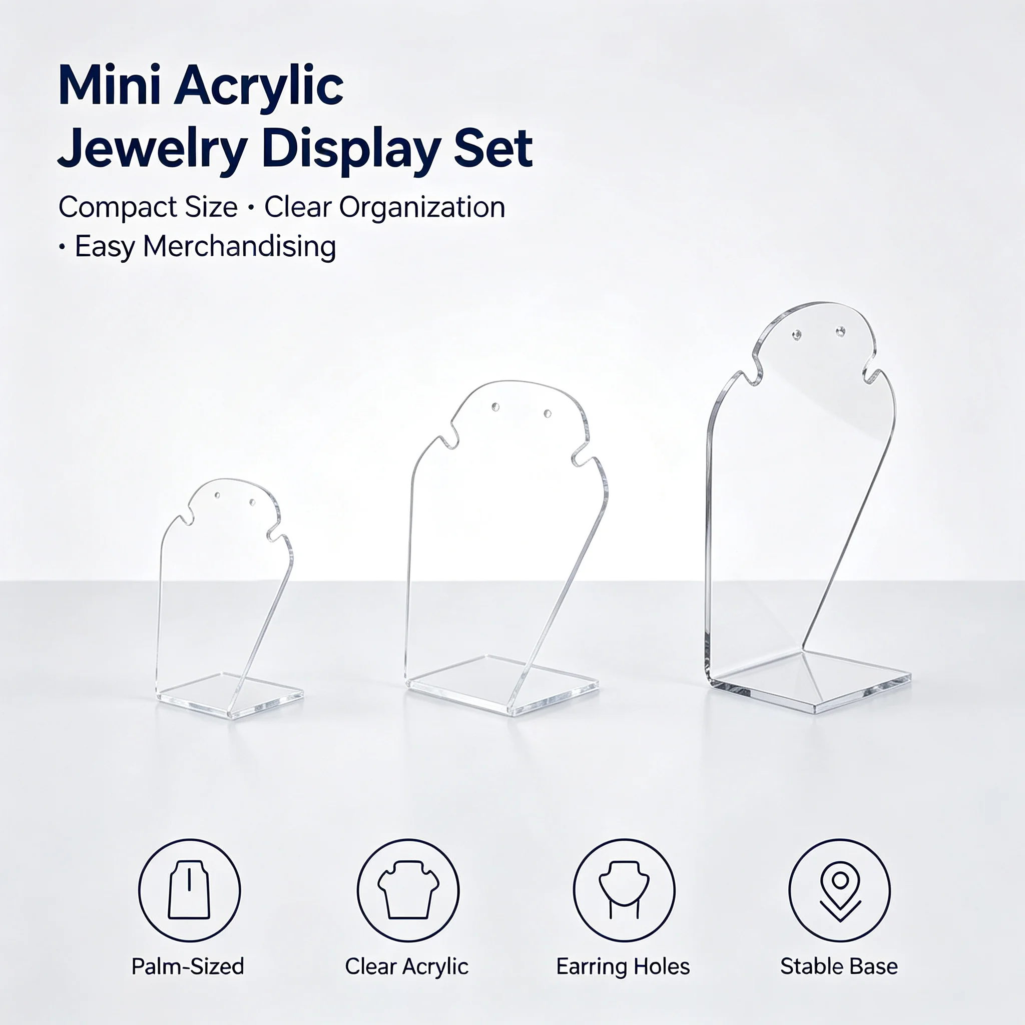 10 Pcs Clear Acrylic Jewelry Display Stands, Thickened High Transparency Integrated Molded Storage Boards, Necklace Earring Orga