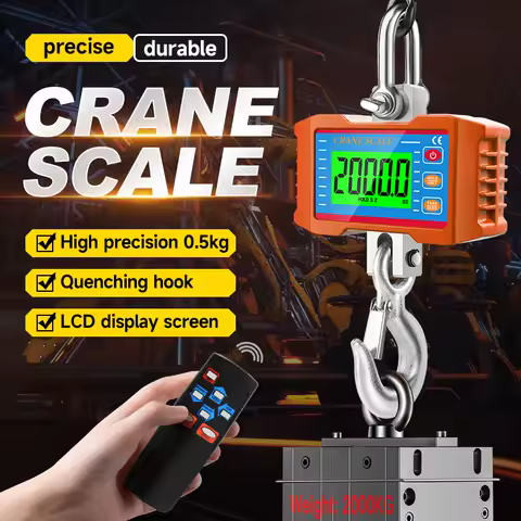 1500kg 1000KG Industrial Crane Scale Large LCD Auto Lock Steel Hook Heavy Weight Blance Remote Control 2T Digital Hanging Scales