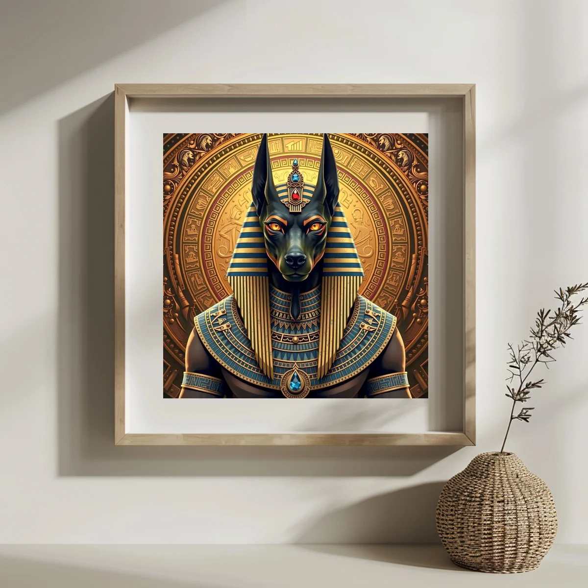 1 Stück 30x30 cm/11,8 Zoll, 11Ct/14Ct Kreuzstich-Set, DIY Valentinstagsgeschenk, Stickerei-Set für Festlichkeiten, Anubis Ägyptischer Gott – Detail 2