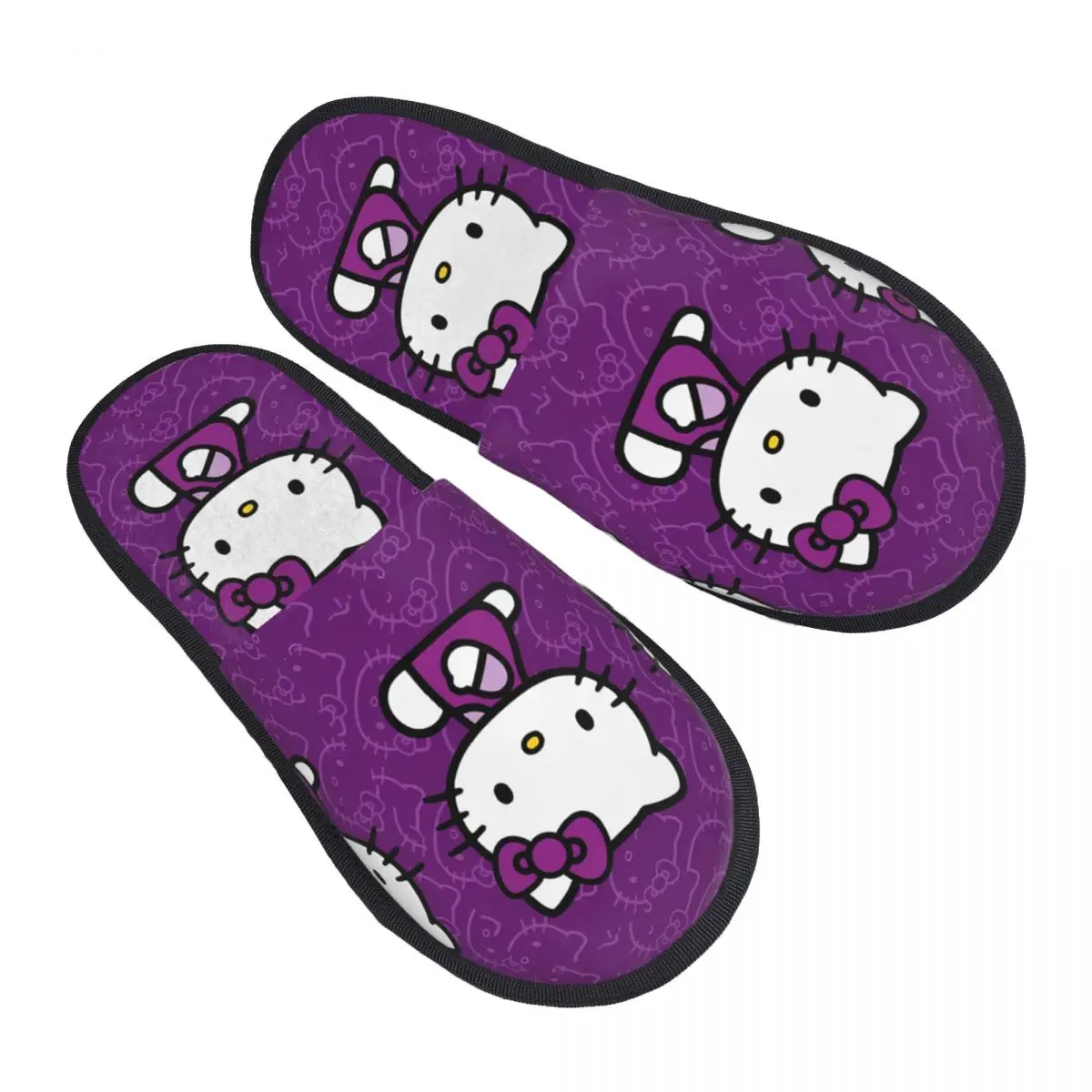 Зимние меховые тапочки Kawaii Hello Kitty Merch, домашние меховые тапочки, домашние уютные нескользящие шлепанцы