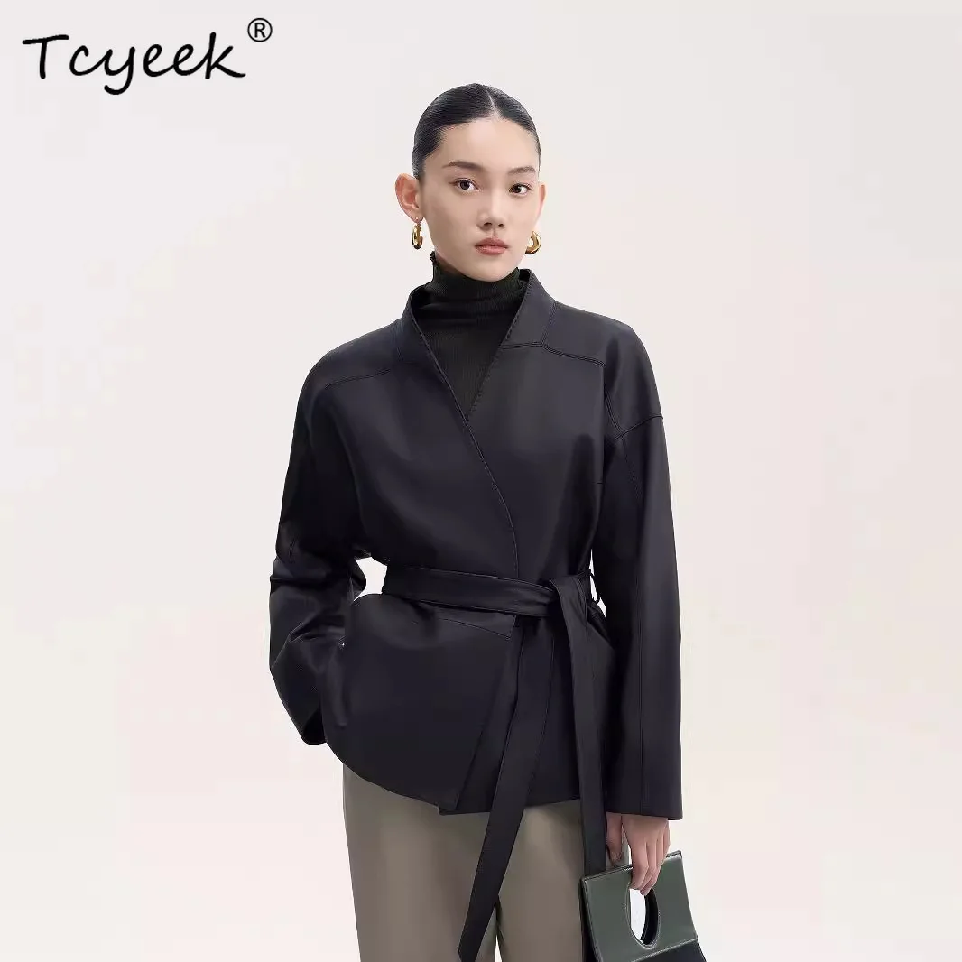 Tcyeek 100% Sheepskin Womens Coats Top Layer Real Leather Jacket Woman Clothing Autumn Coat Slim Fit Streetwear Jaqueta De Couro
