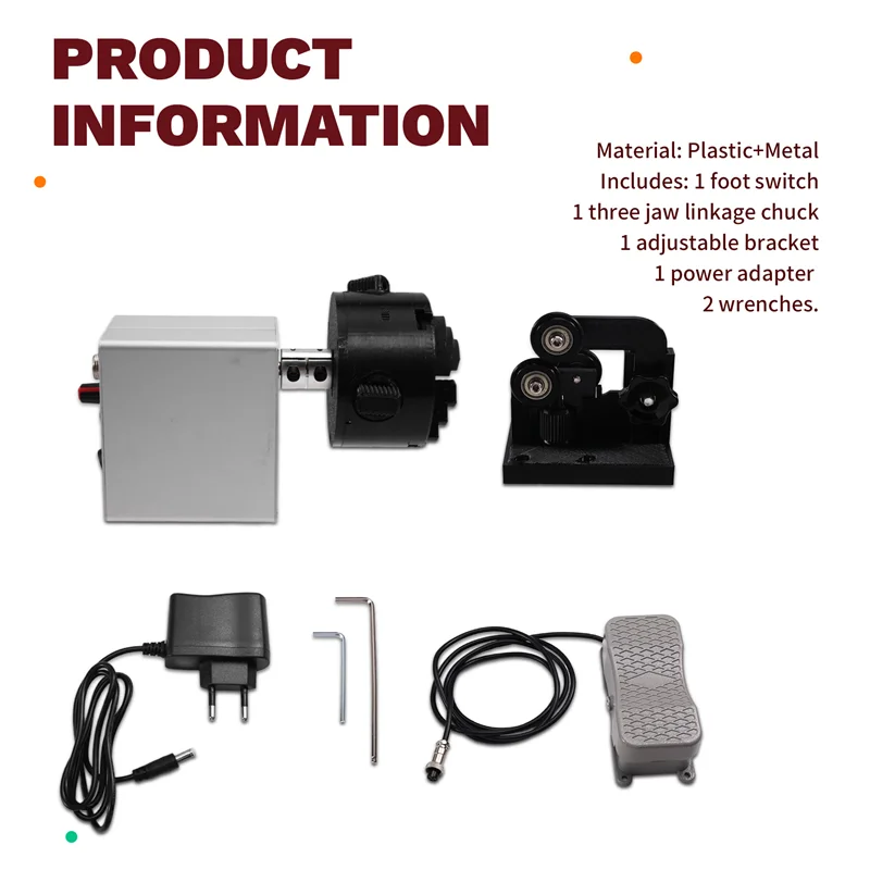 AK25-Electric Fishing Rod Repair Kits DIY Fishing Rod Modification Accessories With Pedal Rotating Gluing Machine EU Plug