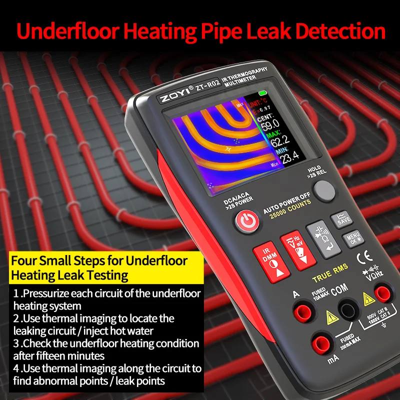 ZOYI R02 Infrared Thermal Imager 240*240 & 25000-Count Multimeter, for Leak Detection, Portable Electronic Maintenance