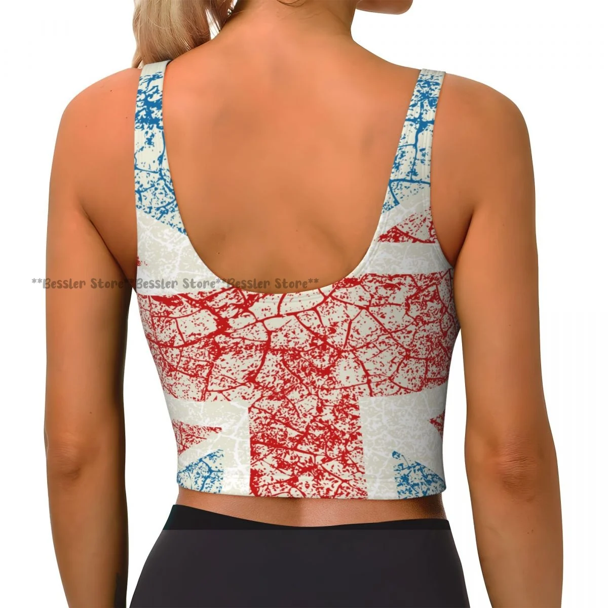 Women Sexy Sports Vest Grunge UK Flag Female Streetwear Sport Lingerie Tee Crop Top