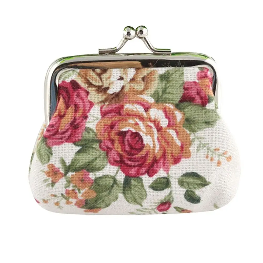 Women  Gift Vintage Flower Mini Hasp Small Wallet Clutch Bag Credit Card Holder Coin Purse