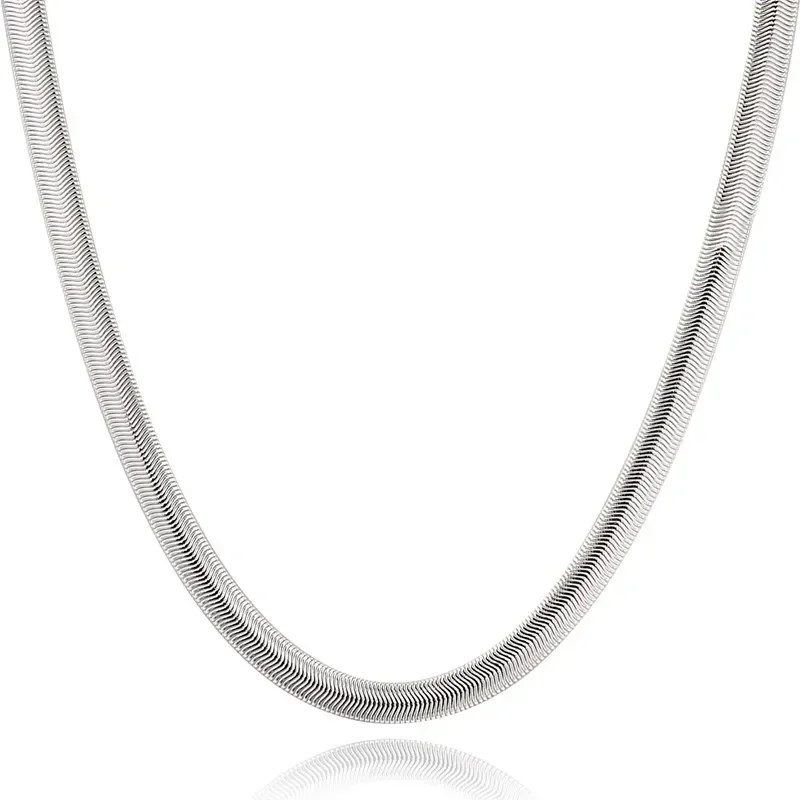925 Sterling Silver Flat Snake Chain Necklace, Unisex
